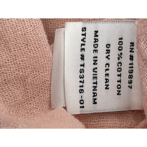 Lucky Brand Women's 100% Cotton Pink Linen Long Sleeve Ruffled Top Shirt Size S - Picture 6 of 9